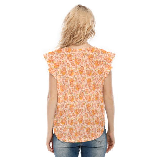 Summer Fruits - Oranges - Women’s Flutter Sleeve Top