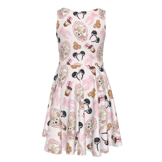 Bow Bear Sweet Day - Kid's Sleeveless Skater Dress