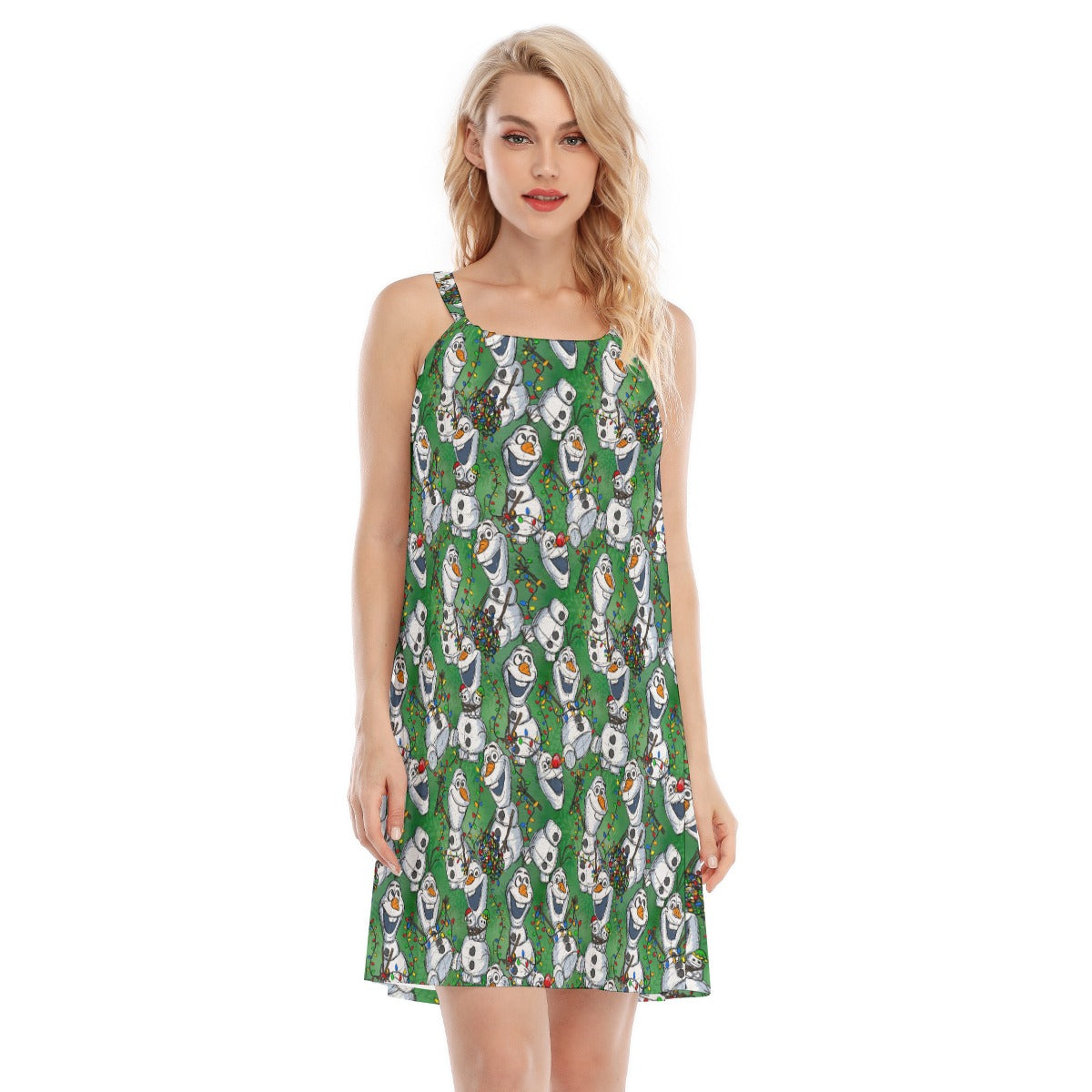 Sketched Snowman Christmas - Women’s Adjustable Sundress