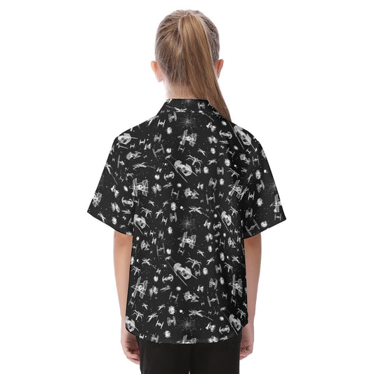 Epic Space Battle Ships - Kid's Hawaiian Button Up Shirt