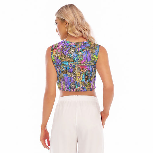 Golden Hair Storybook Scenes - Women’s Sleeveless Cropped Tee