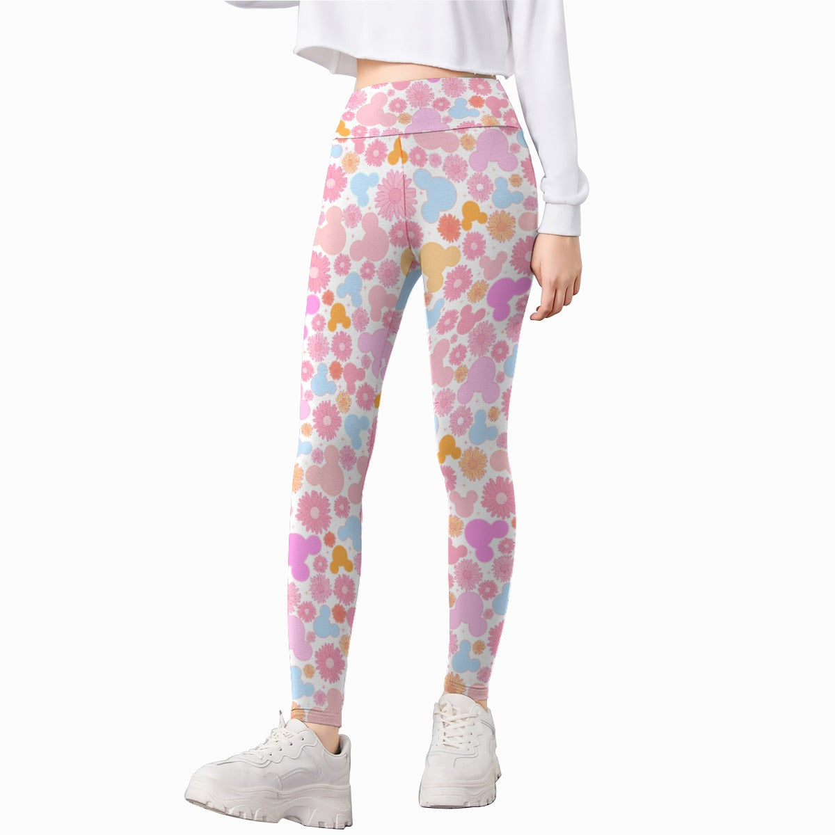Retro Floral Mouse - Kid's Leggings
