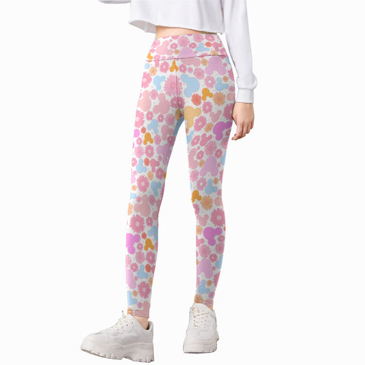 Retro Floral Mouse - Kid's Leggings