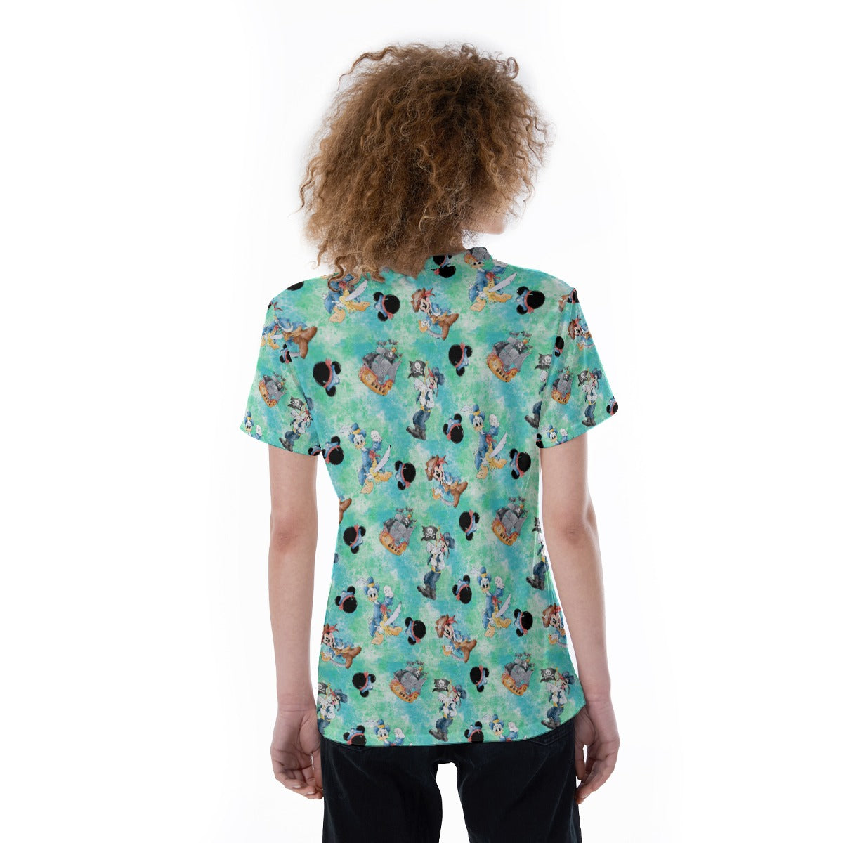 Pirate Crew Watercolor Adventure - Women's Short Sleeve V-Neck T-Shirt