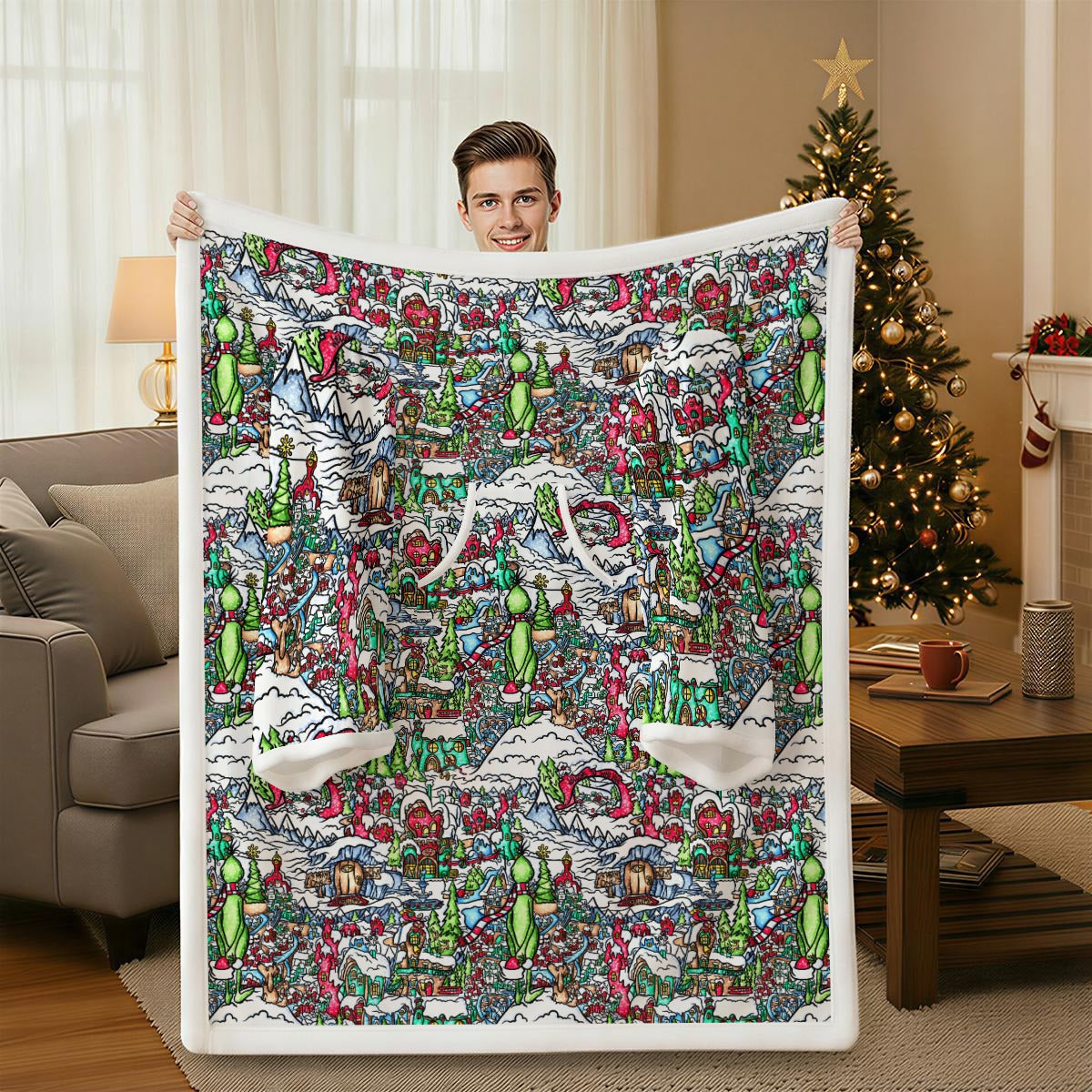 Whimsical Village Winter Wonderland - Wearable Blanket Hoodie