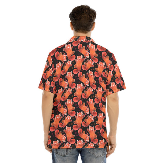 Scribbly Red Panda - Men's Hawaiian Button Up Shirt