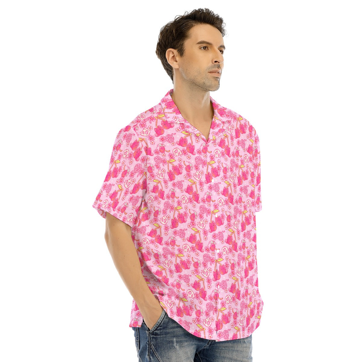 Fruitimals - Cherry Kittens - Men's Hawaiian Button Up Shirt