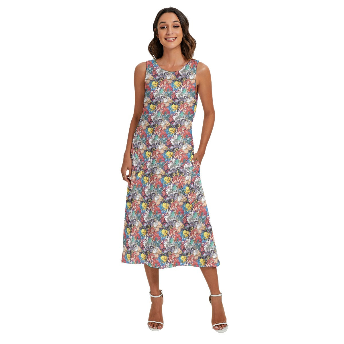 Undersea Crew Sketch - Women’s Diagonal Pocket Midi Dress
