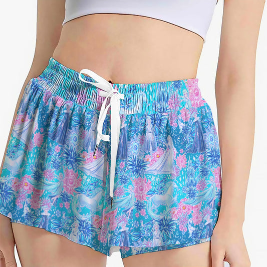Ice Queen Frosted Florals - Women's Flowy Pocket Shorts