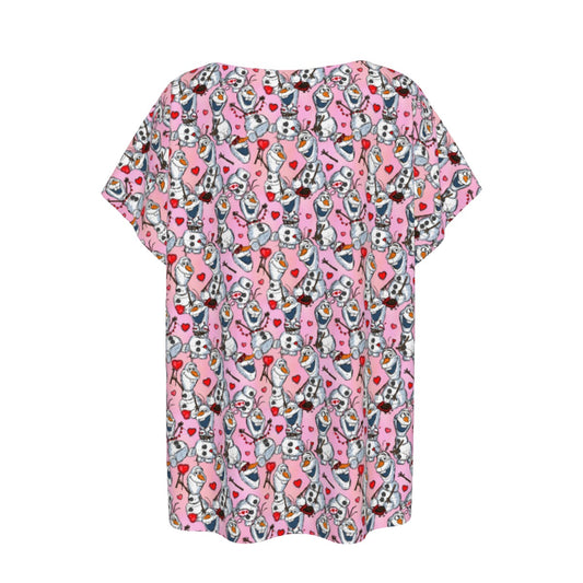 Sketched Snowman Valentine’s Day - Women’s Relaxed Fit Scoop Tee