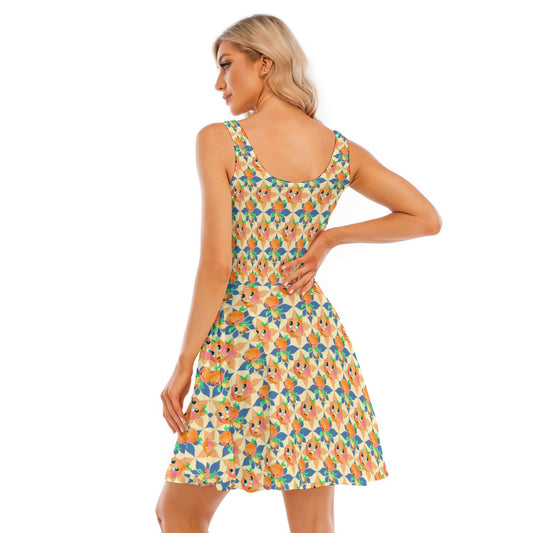 Retro Citrus Play - Women's Sleeveless Pocket Skater Dress