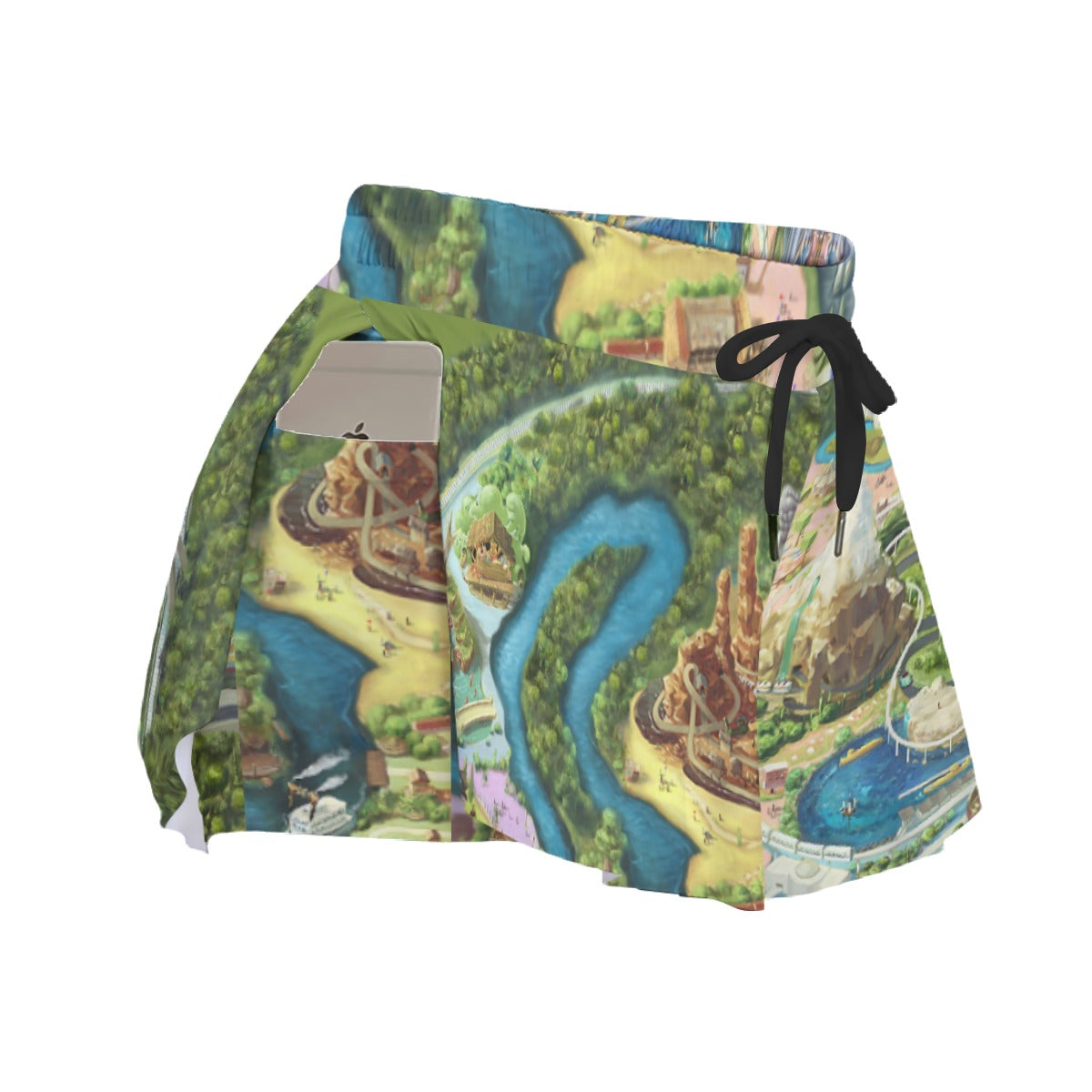 Colorful Theme Park Map - Women's Flowy Pocket Shorts