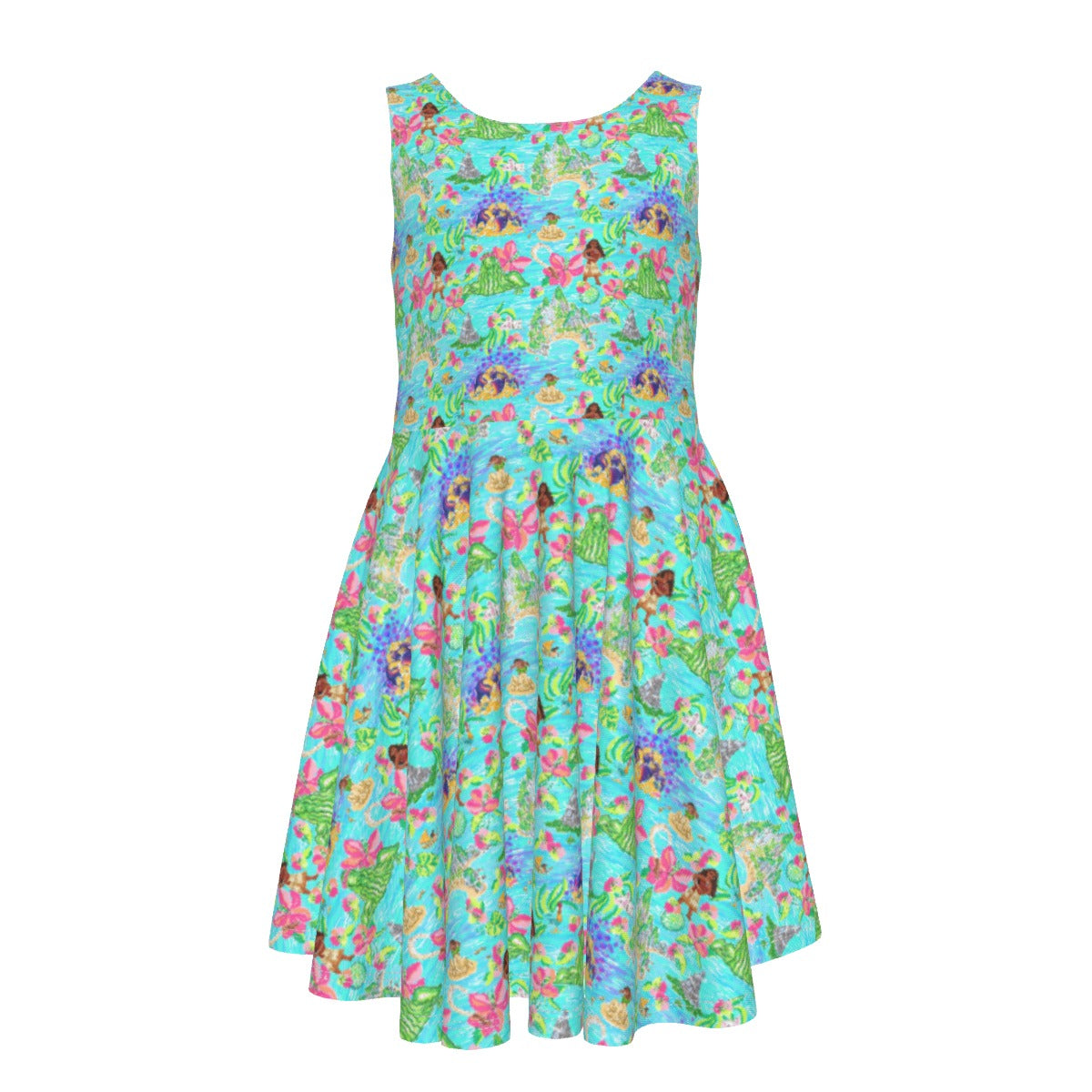 Tropical Island Paradise - Kid's Sleeveless Skater Dress