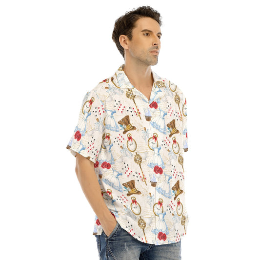 Curious Wonderland Icons - Men's Hawaiian Button Up Shirt