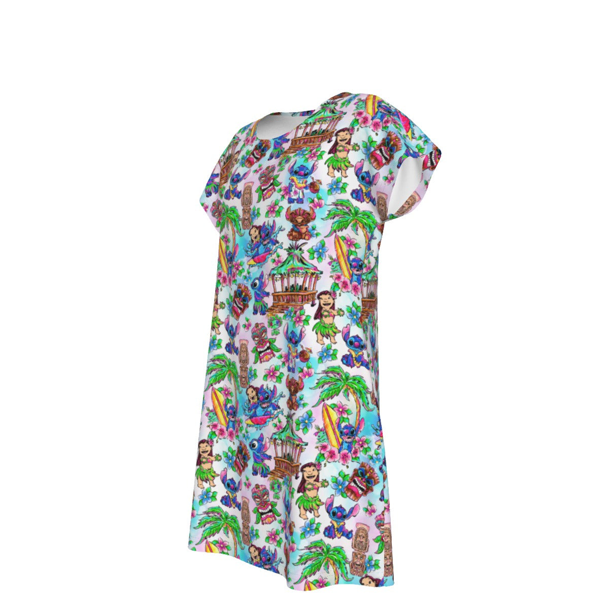 Bright Island Chaos Hand Drawn - Women's T-Shirt Dress