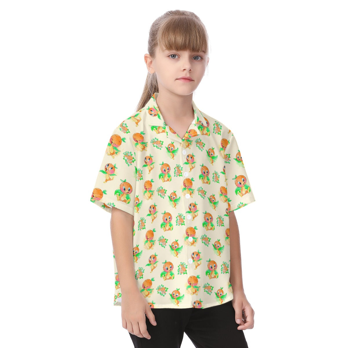 Citrus Charm Bird - Kid's Hawaiian Button Up Shirt