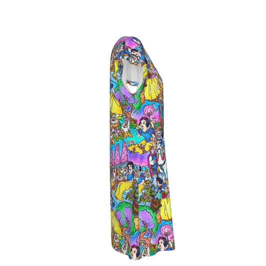 Fairest Princess Storybook Scenes - Women's T-Shirt Dress