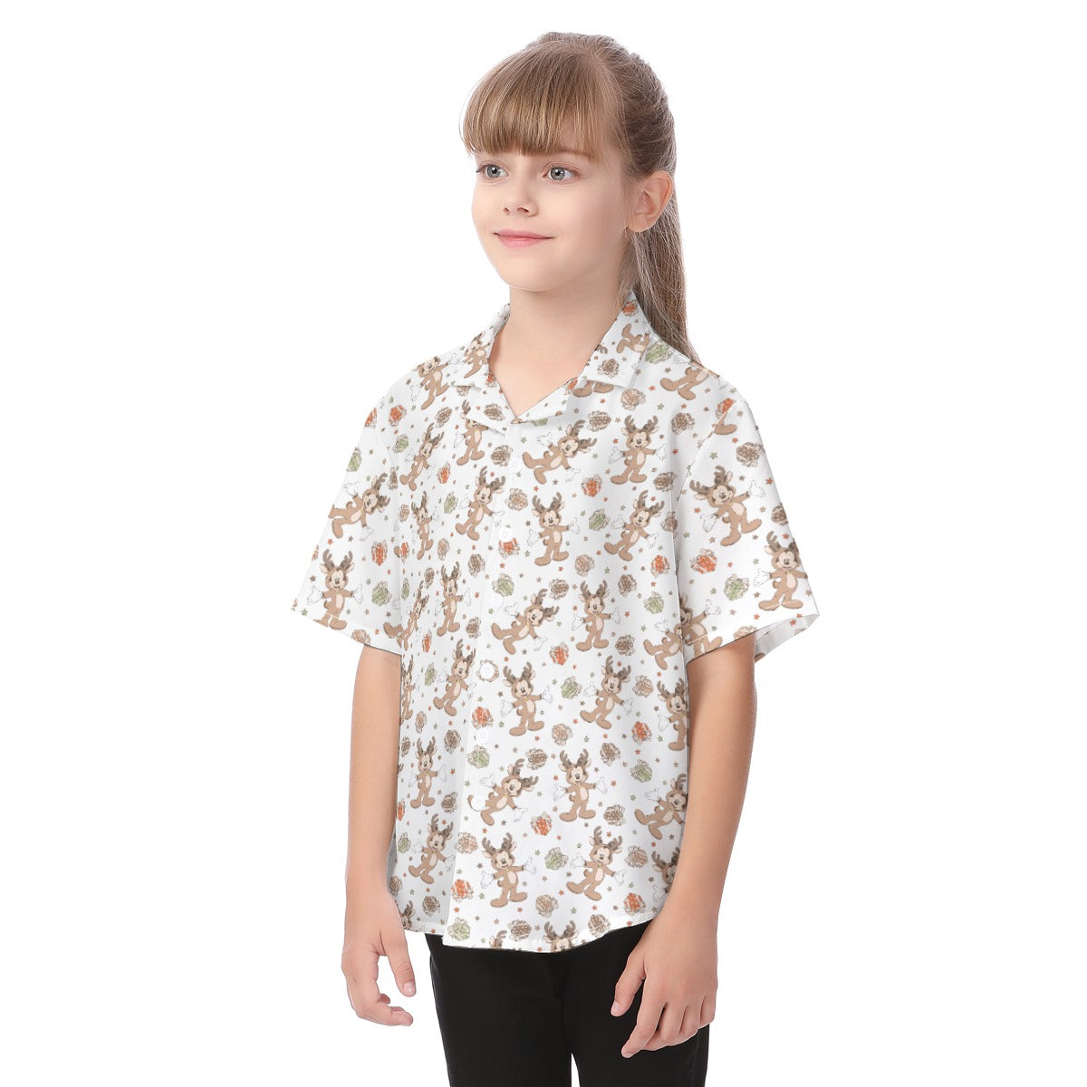 Reindeer Onesie Cheer - Kid's Hawaiian Button Up Shirt
