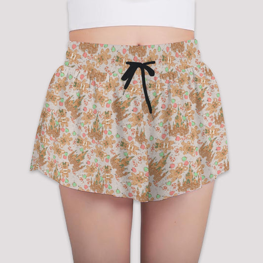Festive Gingerbread Treats - Girls’ Flowy Pocket Shorts