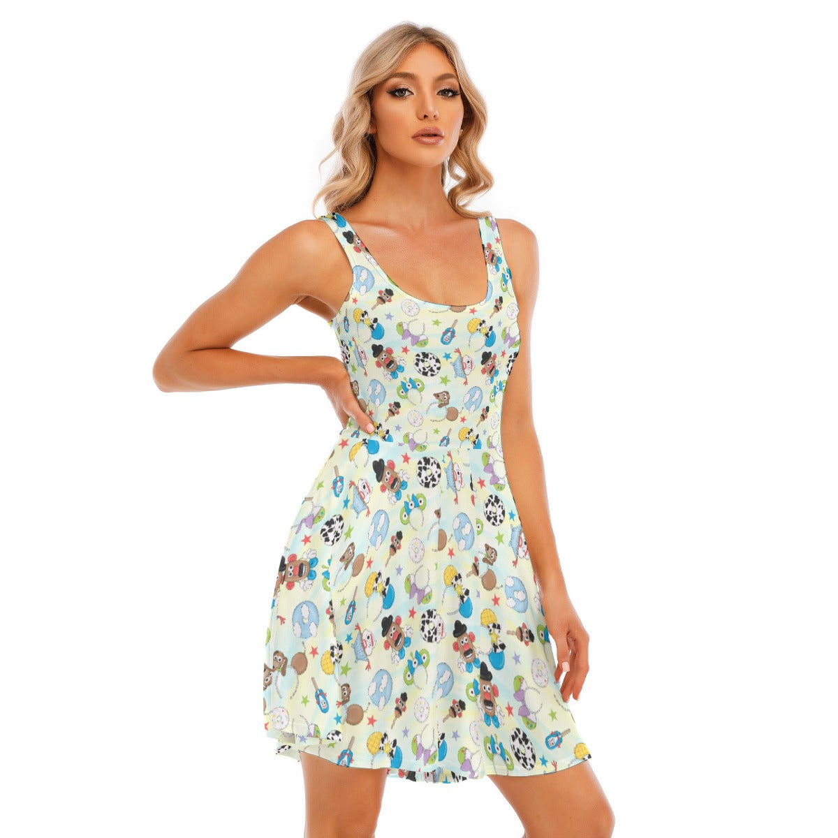 Playful Toy Style Icons - Women's Sleeveless Pocket Skater Dress