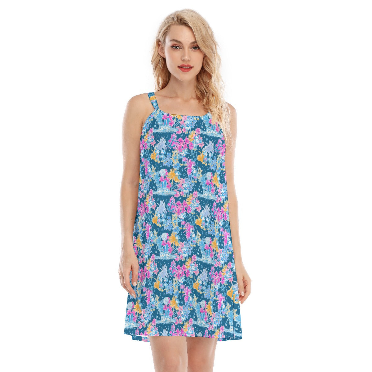Bright Tropical Whimsy - Vintage Steamboat Captain - Women’s Adjustable Sundress