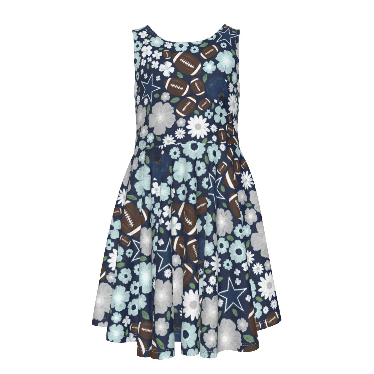 Blue Star Blooms - Kid's Sleeveless Skater Dress