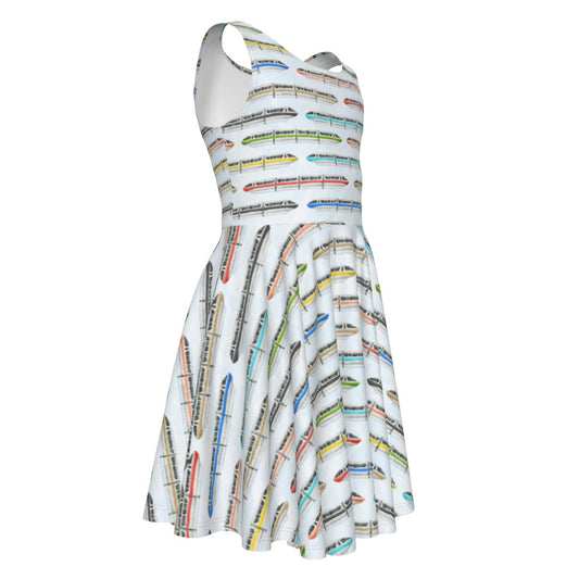 Monorail Rainbow Express - Kid's Sleeveless Skater Dress