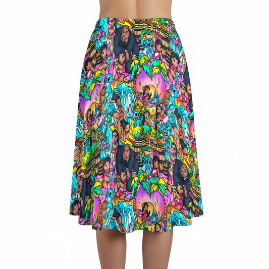 Ohana Island Storybook Scenes - Women’s Pocket Midi Skirt