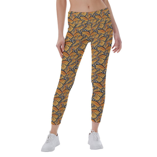 Animal Print - Monarch Butterfly - Women's Yoga Leggings
