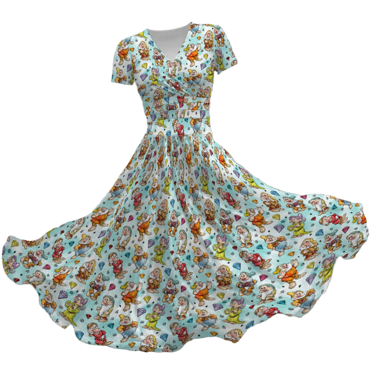 Seven Helpers Sketch - Women's V-Neck Ruched Midi Dress