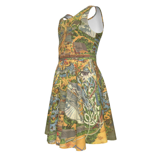 Vintage Theme Park Map - Kid's Sleeveless Skater Dress