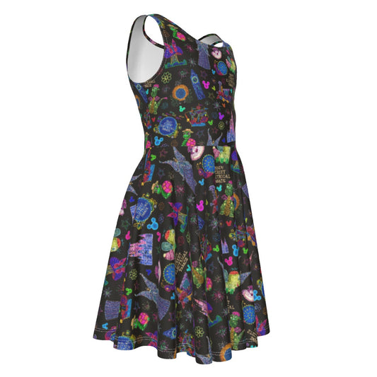 Main Street Neon Parade - Kid's Sleeveless Skater Dress