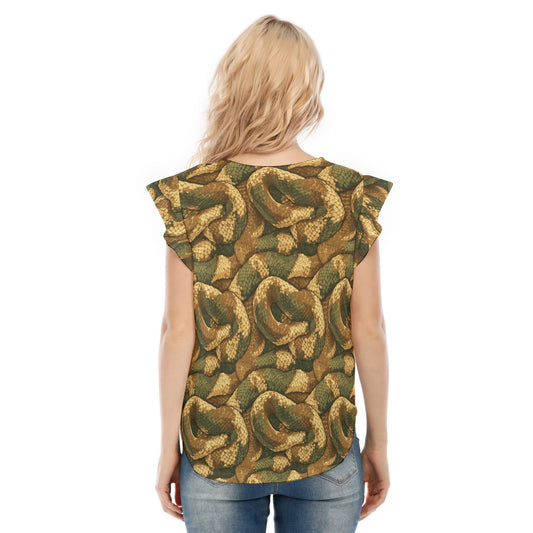 Animal Print - Snake - Women’s Flutter Sleeve Top