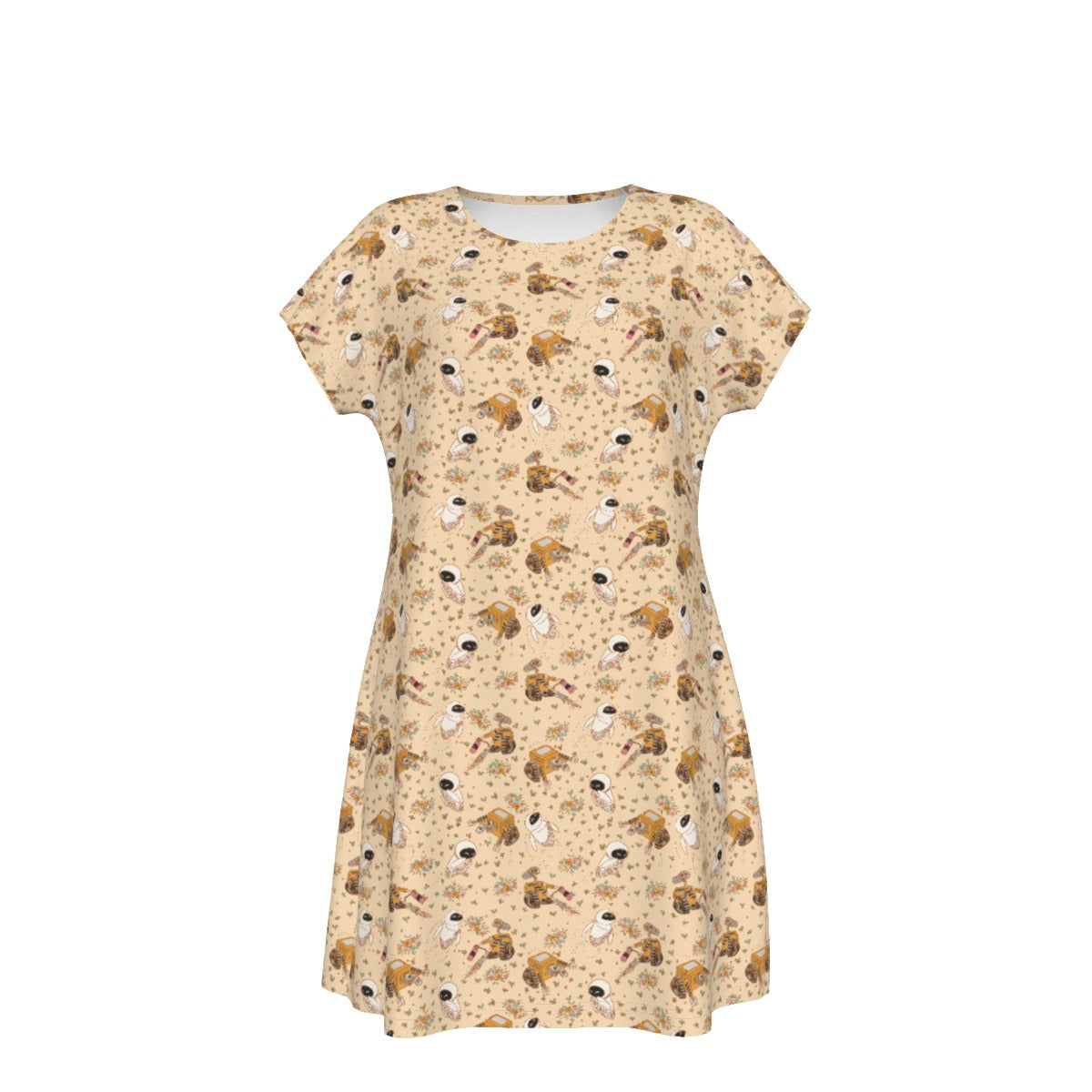 Botanical Robot Love Story - Women's T-Shirt Dress