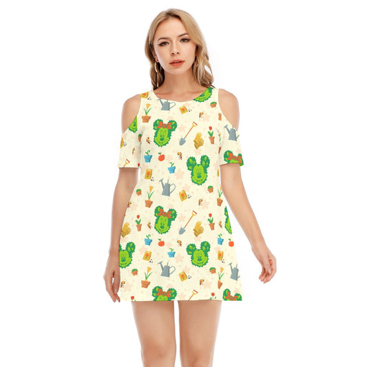 Spring Flower & Garden Festivalival - Women's Cold Shoulder Cotton Dress