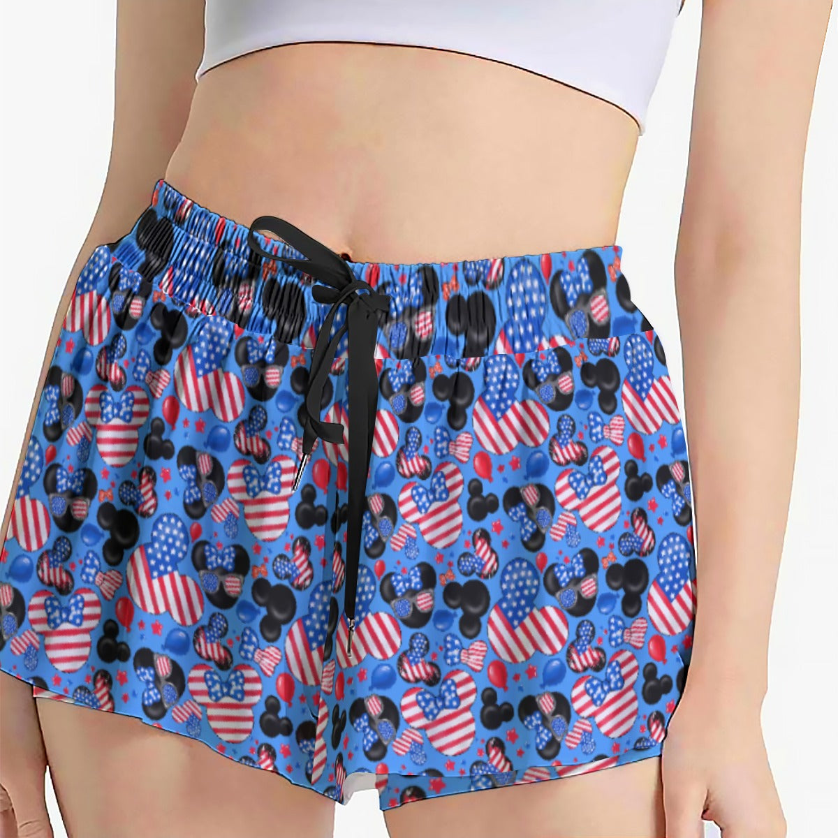 Mouse Fourth of July Celebration - Women's Flowy Pocket Shorts