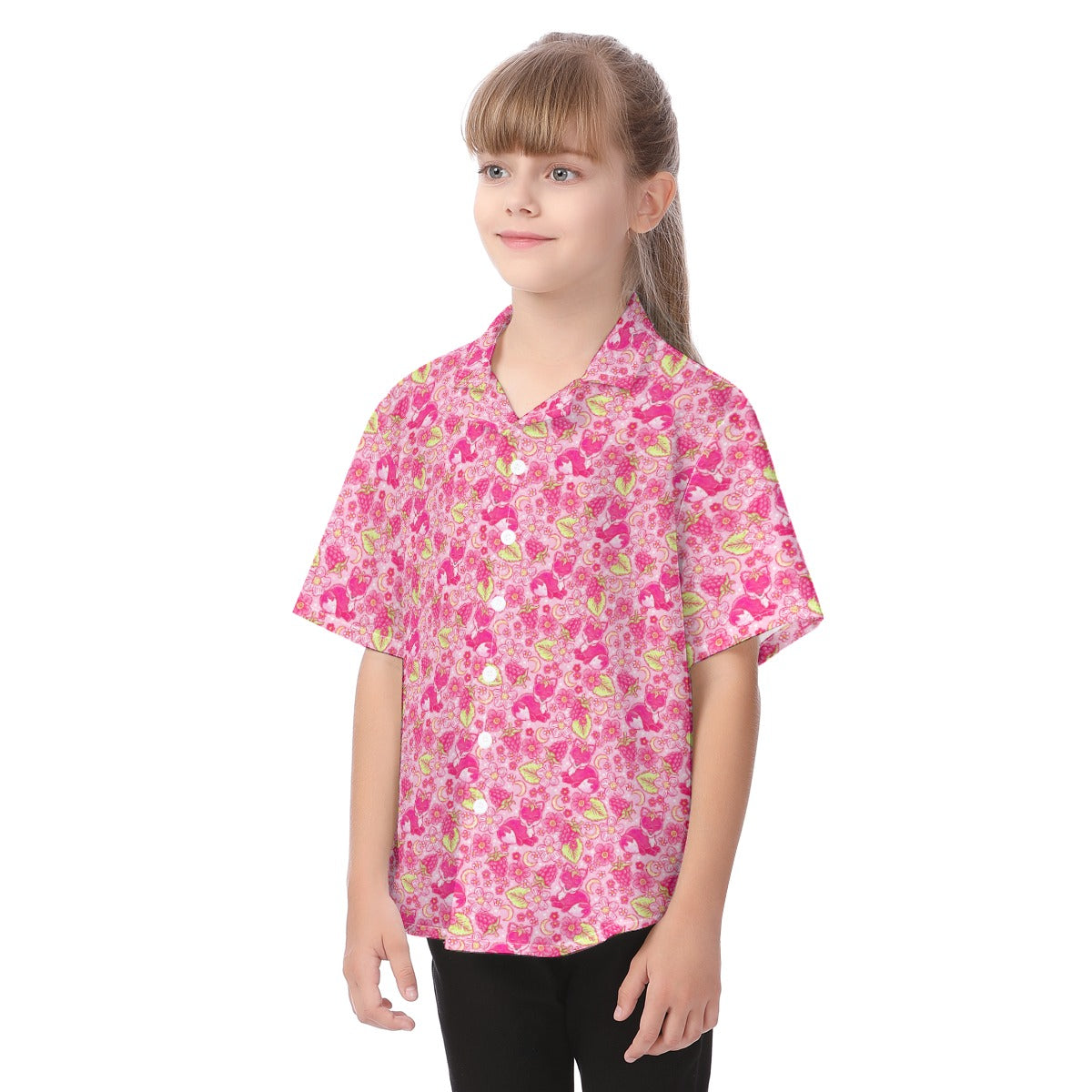 Fruitimals - Raspberry Foxes - Kid's Hawaiian Button Up Shirt