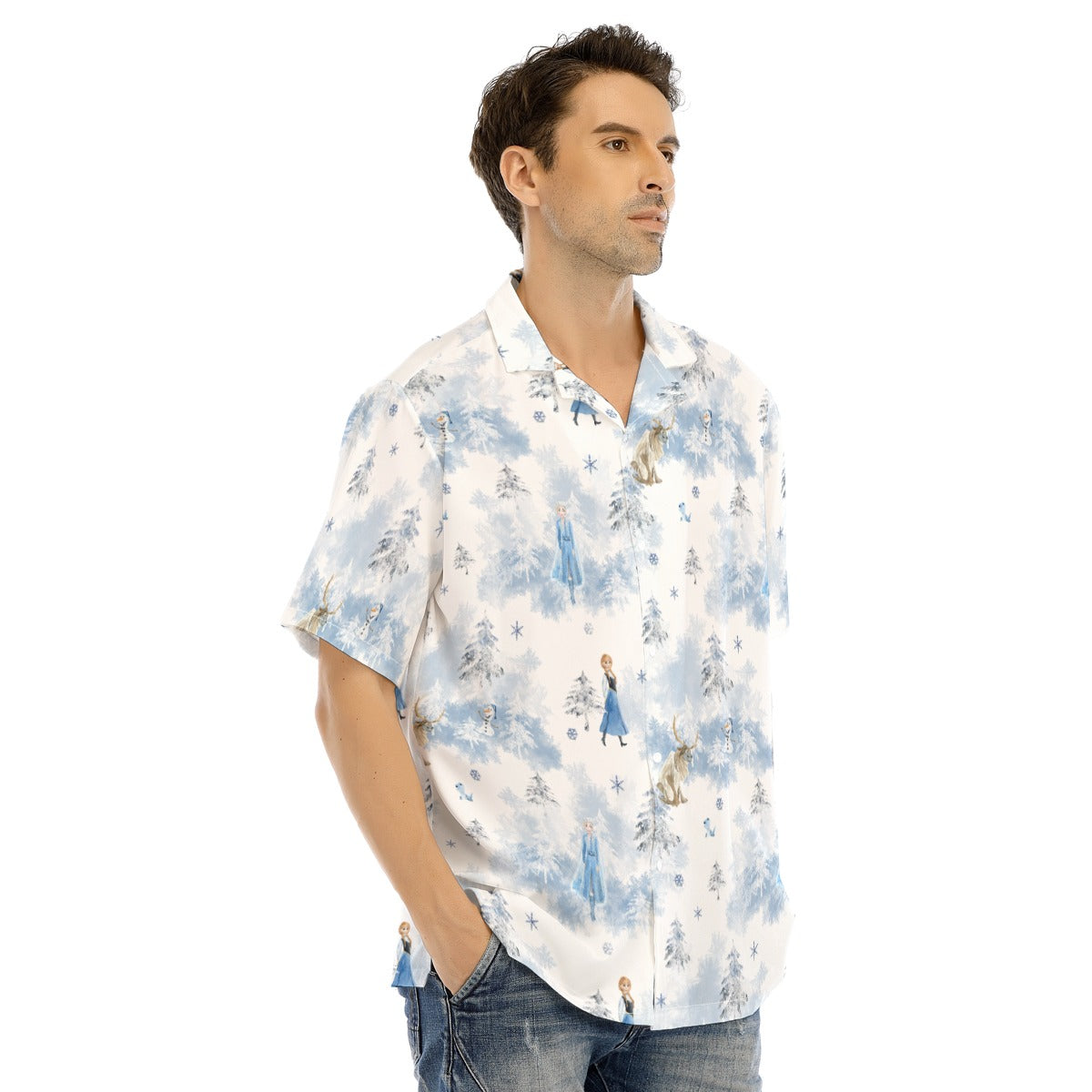 Enchanted Winter Landscape - Men's Hawaiian Button Up Shirt