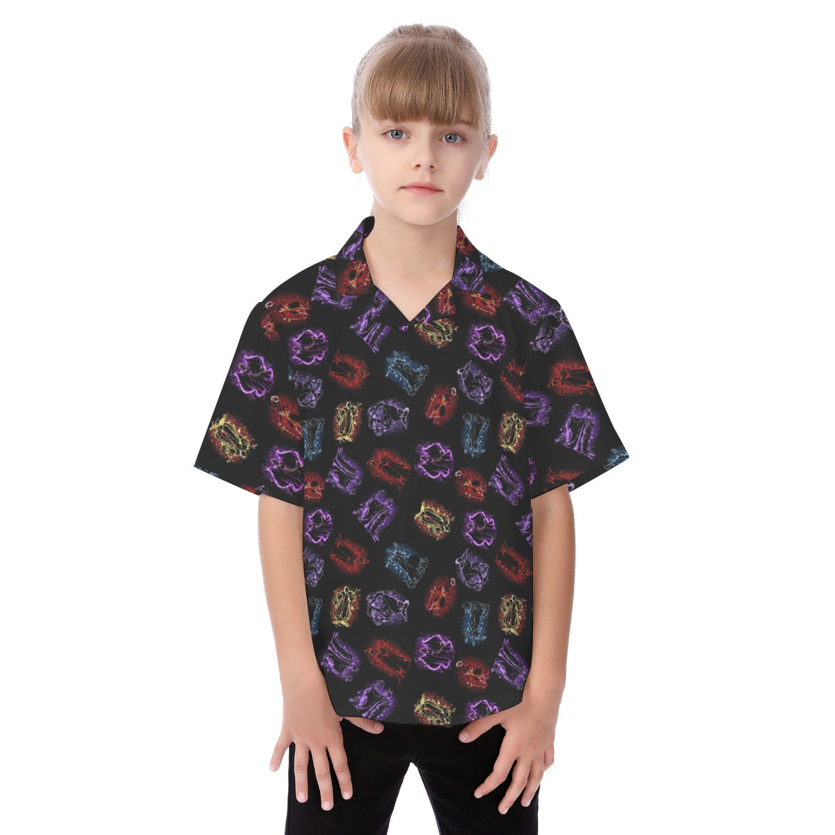Villain Silhouettes Sparkle - Kid's Hawaiian Button Up Shirt