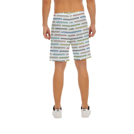 Monorail Rainbow Express - Men’s Pocket Beach Shorts