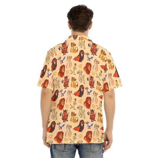 Sketched Savanna Friends - Men's Hawaiian Button Up Shirt