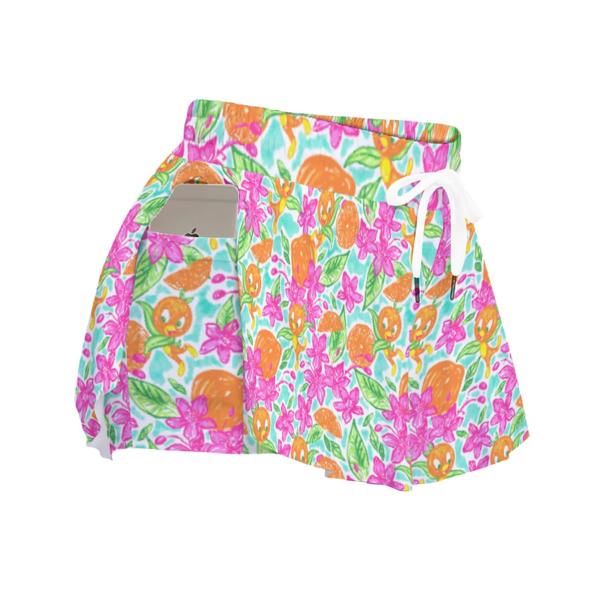 Tropical Citrus Bloom - Women's Flowy Pocket Shorts