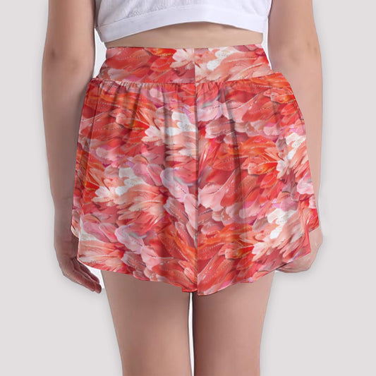 Animal Print - Flamingo - Girls’ Flowy Pocket Shorts