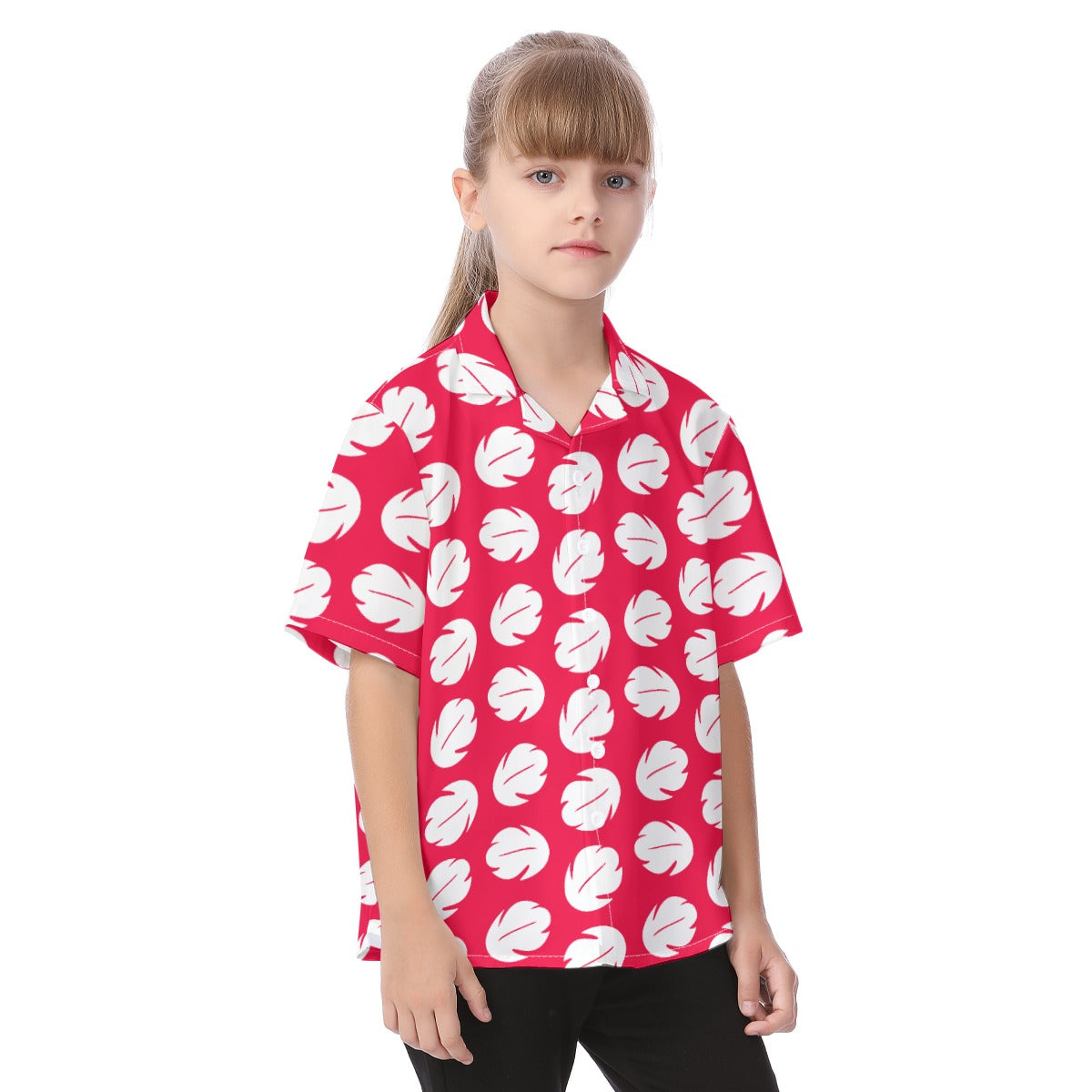 Island Leaf Print - Kid's Hawaiian Button Up Shirt