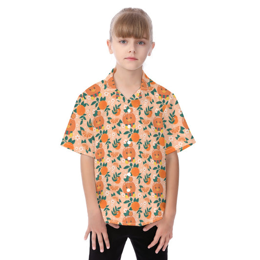 Juicy Citrus Friend - Kid's Hawaiian Button Up Shirt