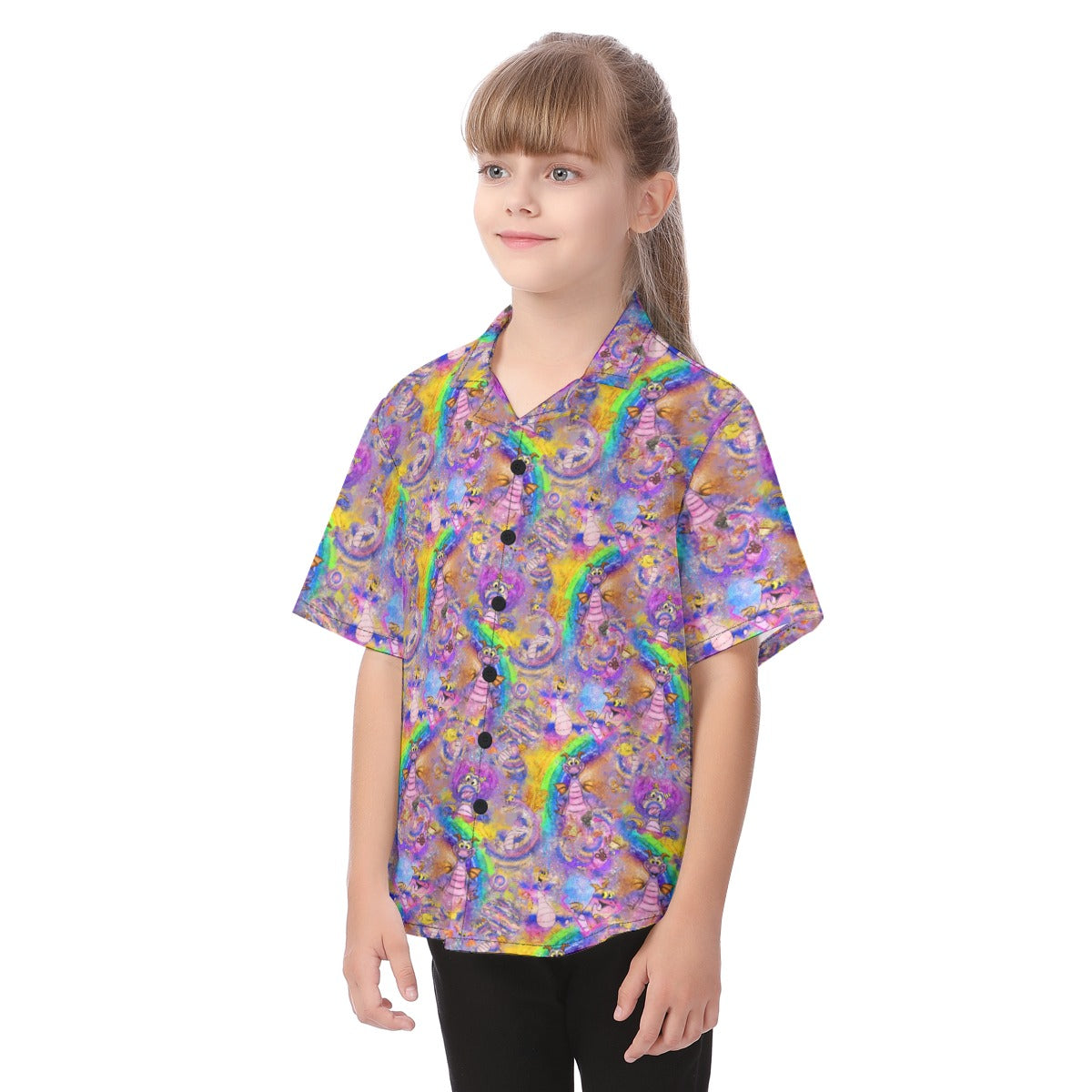 Figment Watercolor Rainbow - Kid's Hawaiian Button Up Shirt
