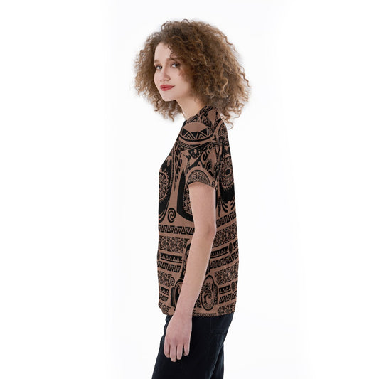 Polynesian Tattoo Motifs - Women's Short Sleeve V-Neck T-Shirt