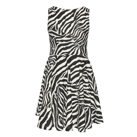 Animal Print - Zebra - Kid's Sleeveless Skater Dress