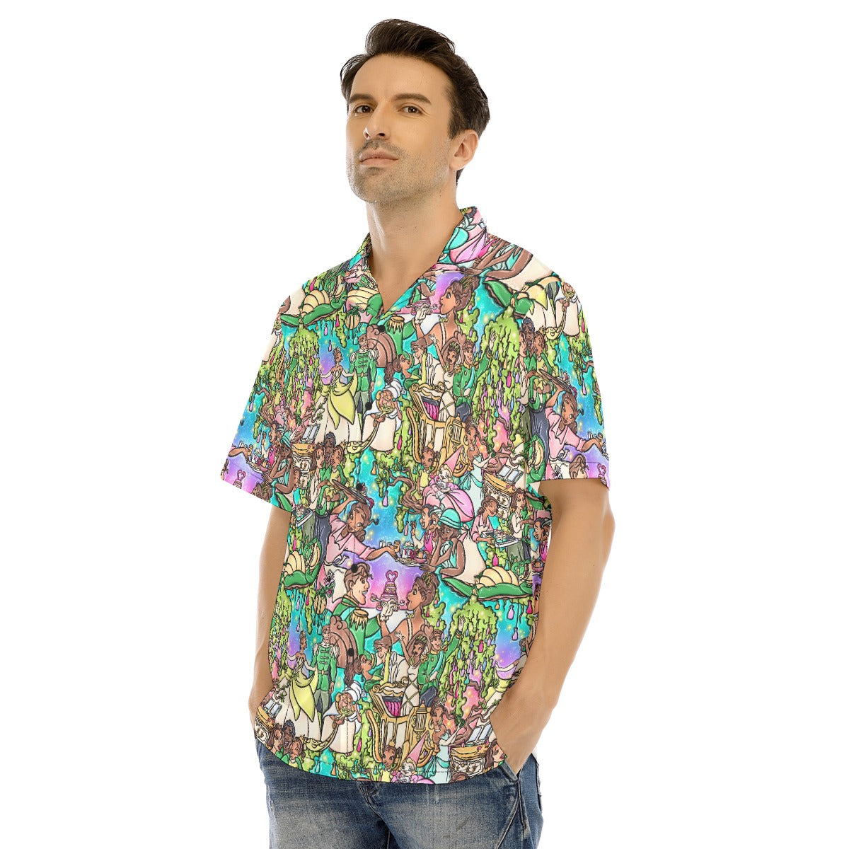 Bayou Princess Storybook Scenes - Men's Hawaiian Button Up Shirt