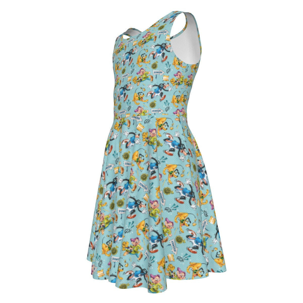 Cheerful Race Day Dashers - Kid's Sleeveless Skater Dress